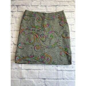 Vintage Wool Sevier Skirt. Above Knee Length. Green Tweed w/Multicolor Pattern.